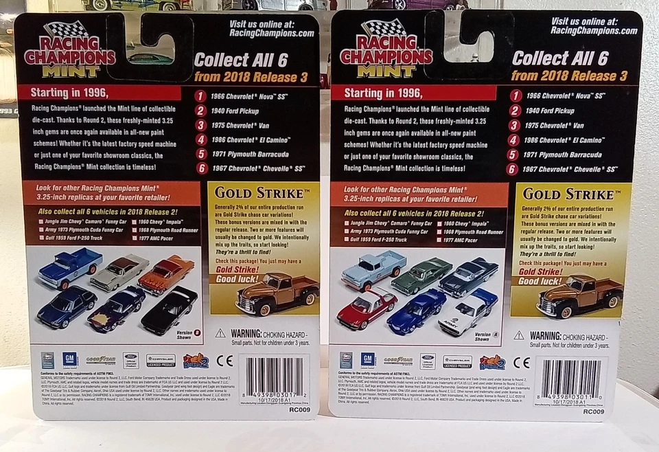 Racing Champions neuwertig 1940 Ford Pickup Truck Chase & Reg, 2 Stück Rarität - Bild 2 von 4