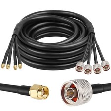 MOOKEERF N Male to SMA Cable - 20FT Quad-RG58 Extension 20FT, Black