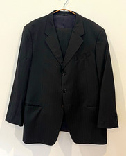 Armani Collezioni Black Pinstripe 2-Piece Single-Breasted 2-Button Suit 46R