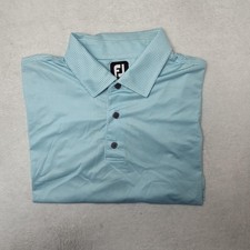 FootJoy Polo Shirt Mens XL Blue Houndstooth Golf Performance Stretch Collared