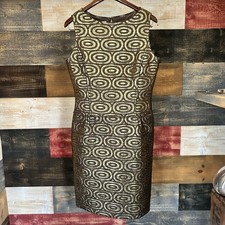 Oscar De La Renta Fall 2007 Runway Dress Midi Silk Geometric Gold Size 10 Women