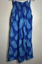 Tabitha Brown for Target Blue Pineapple Cropped Pants Wide Legs Women's Size XS