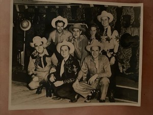 Circa 1940s -50s Western Rockabilly Band Photo Cowboys 6 cowboys 1 cowgirl 8x10
