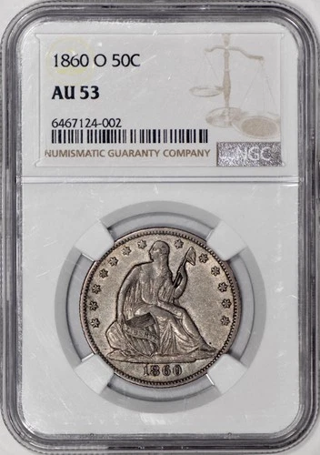 1860-O Seated Liberty Half Dollar 50c NGC AU53 - Original!