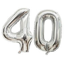40 Number Balloons Giant Jumbo Huge 40 Foil Mylar 40 Inch Silver Silver 40