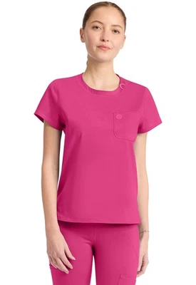 Med Couture AMP KNIT Women's Scrubs Crew Neck Tee MC751 PKNO Pink Free Ship - Image 1 of 4