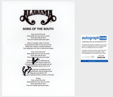 RANDY OWEN SIGNED ALABAMA SONG OF THE SOUTH LYRIC SHEET w/PROOF & AUTOGRAPH COA