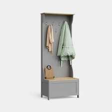 Ash Hallway Coat Rack with Shoe Storage Bench - Grey