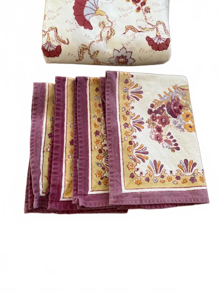 Bruno Lamy Couleur Nature Tablecloth 71 x71  w/ 4 Napkins French Linens - Image 2 of 4