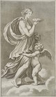G. PREISSLER (1700-1754), female robe figure with putto, copperplate figural