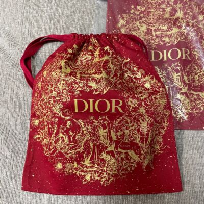 DIOR Drawstring Pouch Red x Gold Holiday Limited RARE | eBay