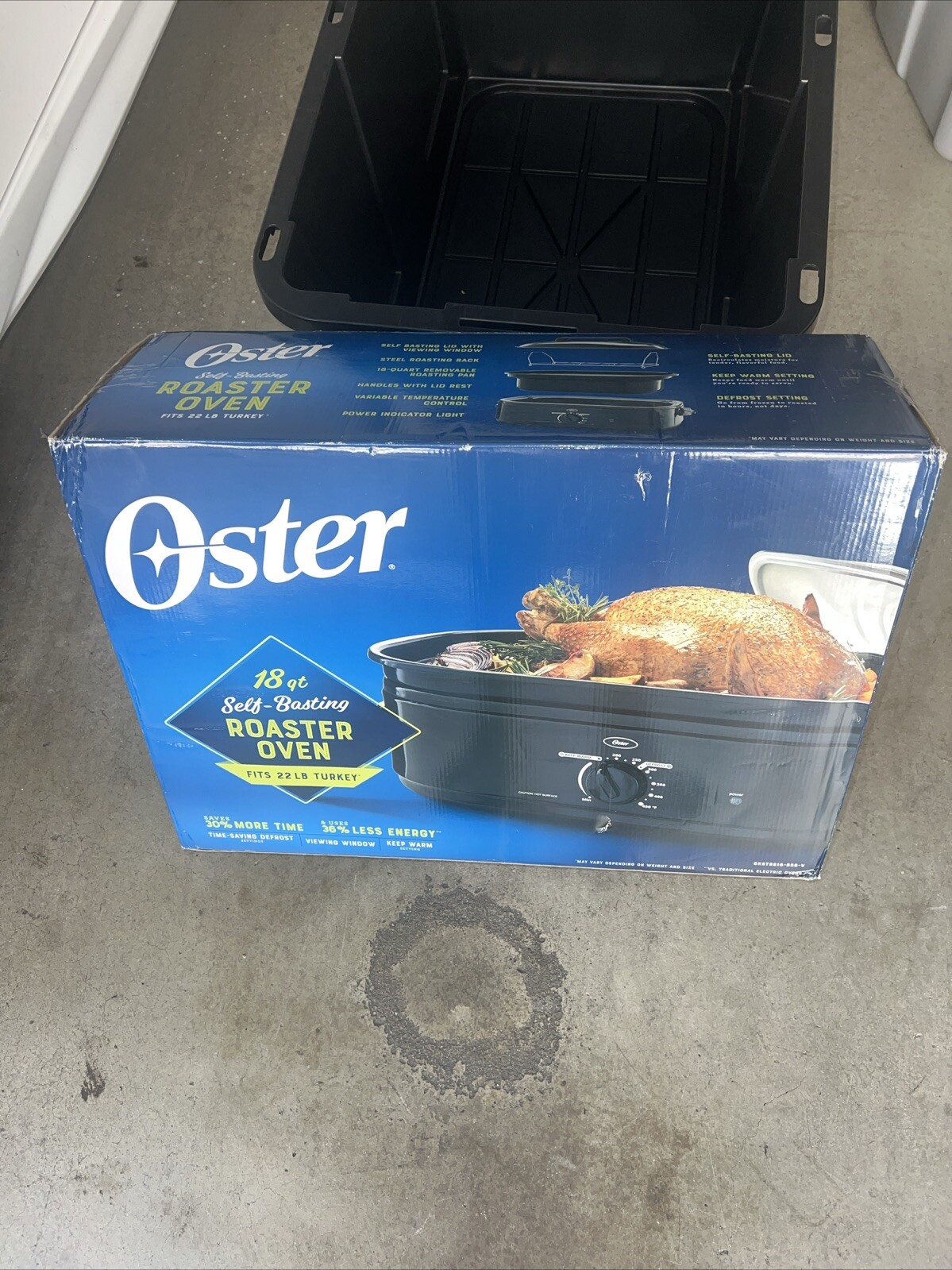 Oster Roaster Oven Electric Self Basting 18 Quart Fits 22lb Turkey  Clear Lid