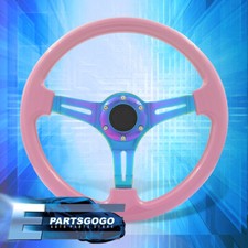Universal Jdm Sport 350mm 14inch Pink Neo Chrome Steel Heavy Duty Steering Wheel Universal Jdm Sport 350mm 14inch Pink Neo Chrome Steel Heavy Duty Steering Wheel