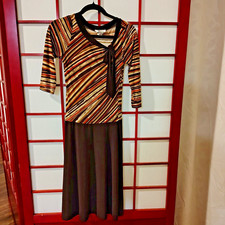 Small Brown Stripes ¾ Sleeves Dress
