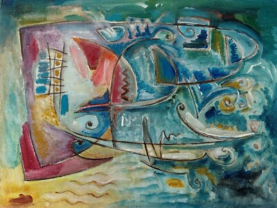 Original Acryl Gemälde auf Leinwand Tafel abstrakt 22,5x29,5cm klein ungerahmt