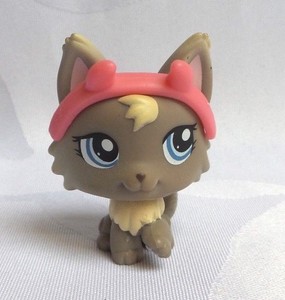 Détails Sur Littlest Petshop Lps 1411 Hasbro Chat Persan Gris Beige Yeux Bleu Serre Tete Ro
