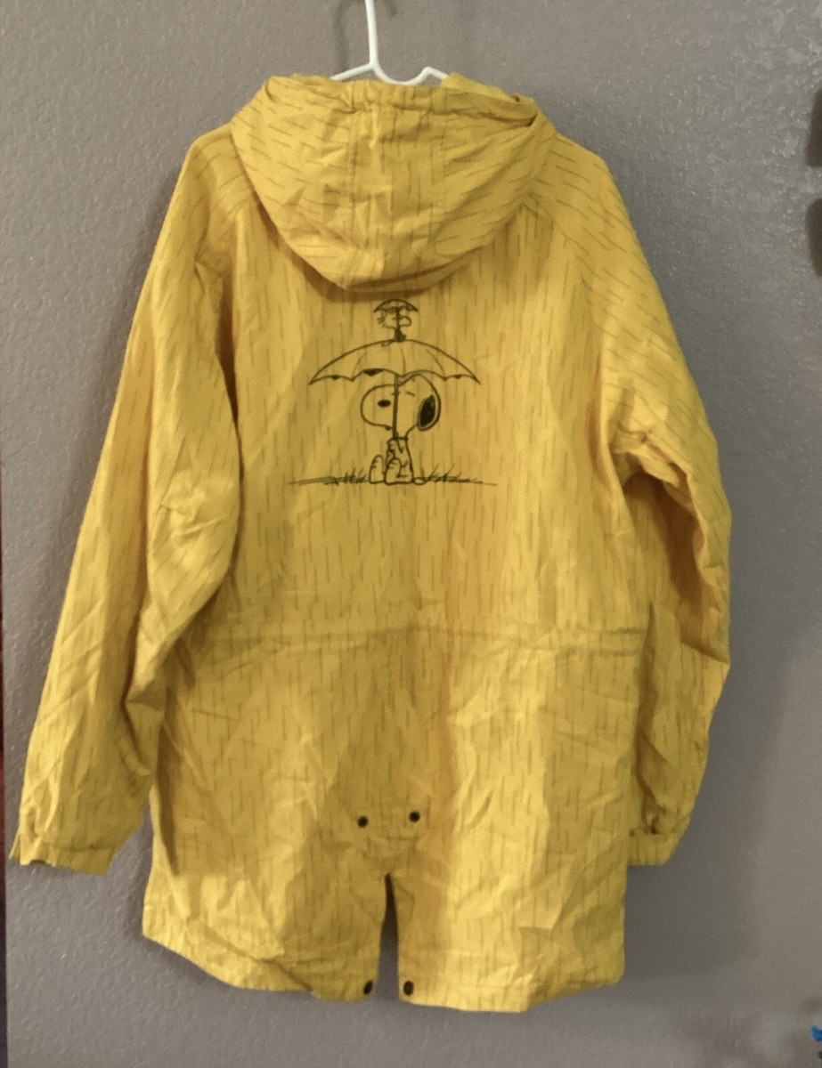 Huf X Peanuts Jacket Mens XL Yellow Snoopy Hooded Rain Coat Huf X Peanuts Jacket Mens XL Yellow Snoopy Hooded Rain Coat