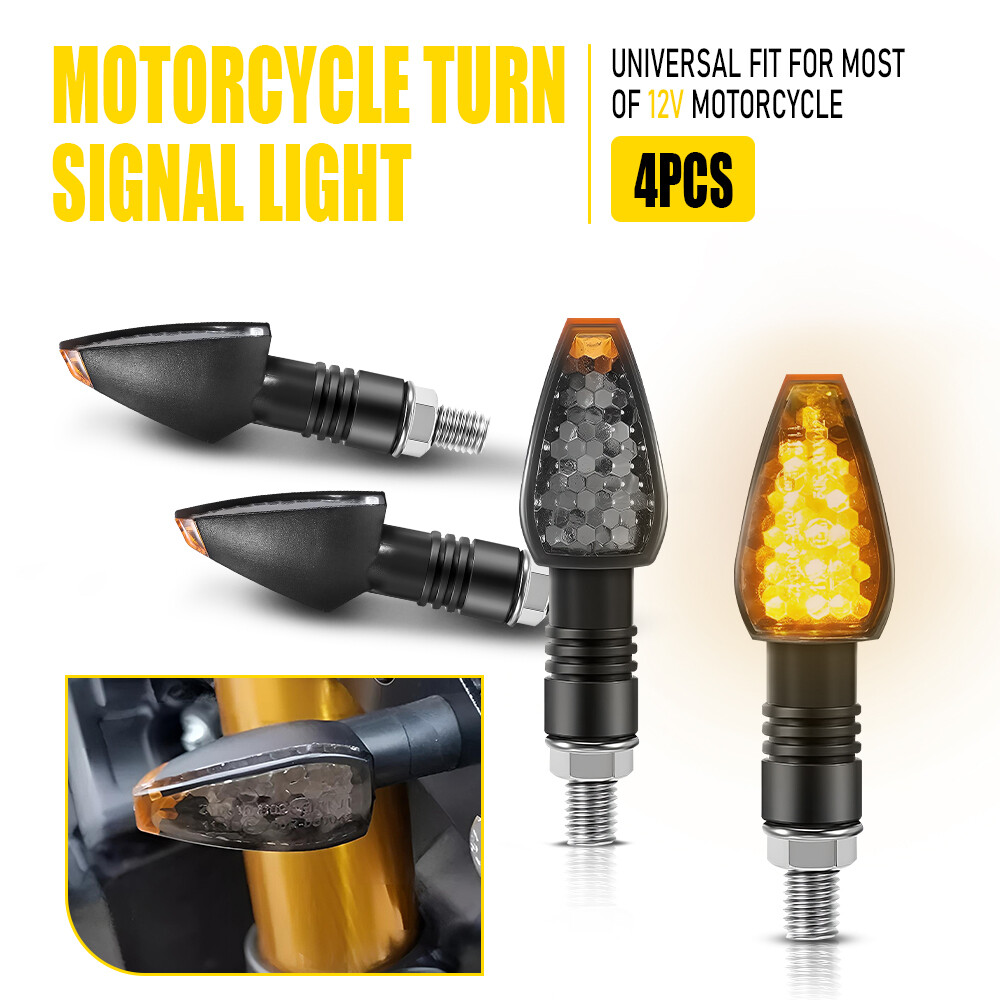 Smoke Amber Motorcycle Turn Signal Light Compatible with Yamaha Honda Kawasaki Models