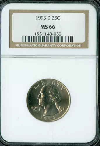1993 D WASHINGTON QUARTER NGC MS66 .