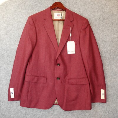 THOM HUDSON Tweed Sport Coat Men 38R S Rasberry Italian Wool Silk Blazer NEW