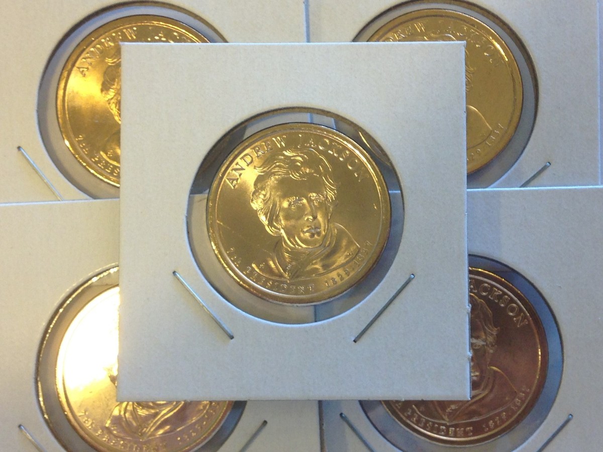 5 Coin Set All 2008 D Andrew Jackson Presidential Golden Dollar BU