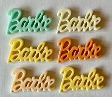 6 HTF BARBIE Resin Cabochons Cabs Flatbacks Barbie Name Letters (J)