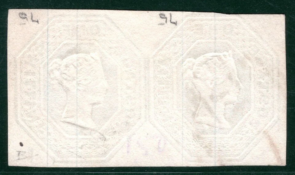 GB QV EMBOSSED Stamp SG.54 1s Pale Green (1847) PAIR Used Cat £2,000+ REDS51 - Image 2 of 4