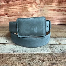 Western Unisex COWBOY Leather Hand Solid GREY Belt Cinto Caballero GRIS Vaquero