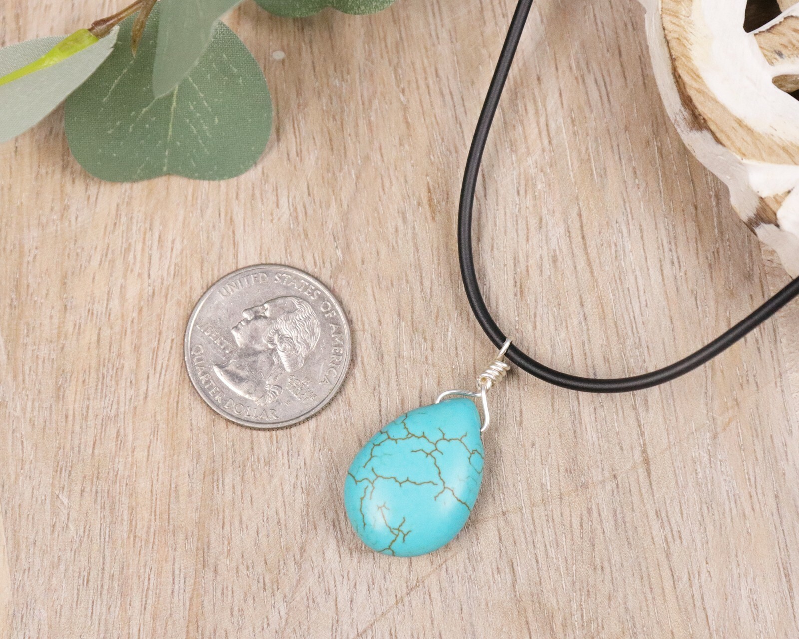 Teardrop Turquoise 4-Prong Pendant Necklace main image 0