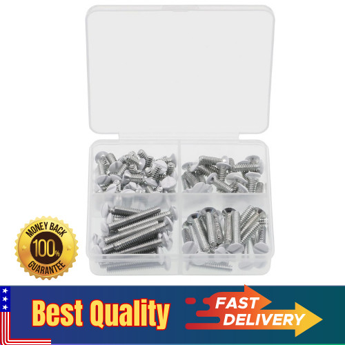 Screws, 100 Pcs White Outlet Screws 6-32 Thread Light Electr