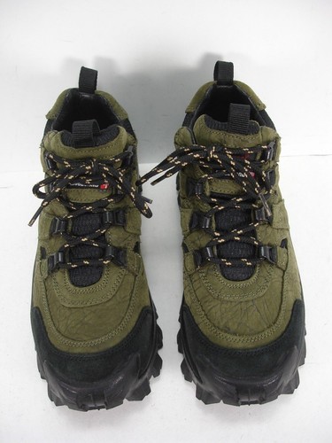 OLIVE GREEN NUBUCK LEATHER HIKING SHOES 