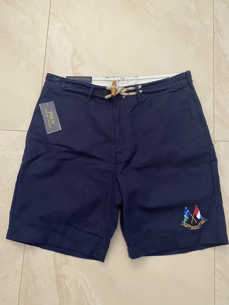 パンツ 90s RALPH LAUREN LINEN CARGO SHORTS NAVY Polo Ralph Lauren Mens Size 42 Navy Blue Classic Cargo