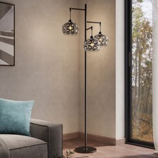 Vintage Floor Lamp Tall Standing Lamp Chic LED Lounge Reading Room 3-Head Lights