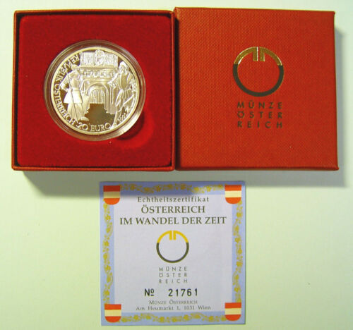  Austria - 20 € - "Die Neuzeit" 2002 - plata 900/AG PP - Imagen 1 de 4