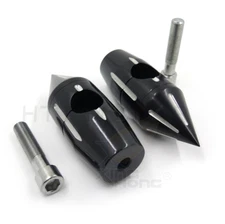 BLACK 1" Billet Spike HANDLEBAR RISERS For Harley Softail Dyna Sportster Custom
