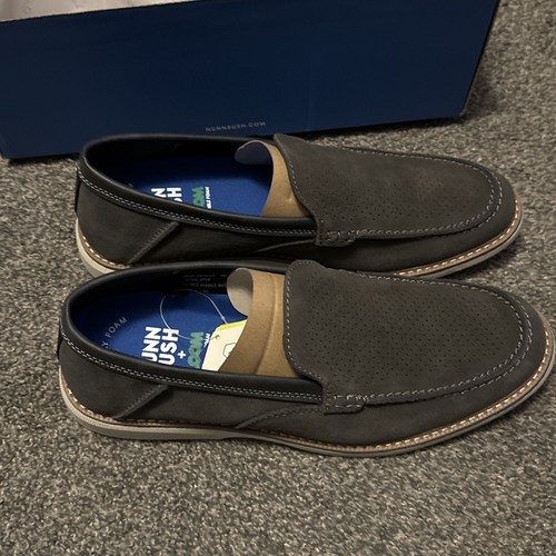 Mocasines Nunn Bush para Hombres 10.5M Otto Mocasín Sin Cordones Cuero Gunmetal Plantilla Flor - Imagen 3 de 17