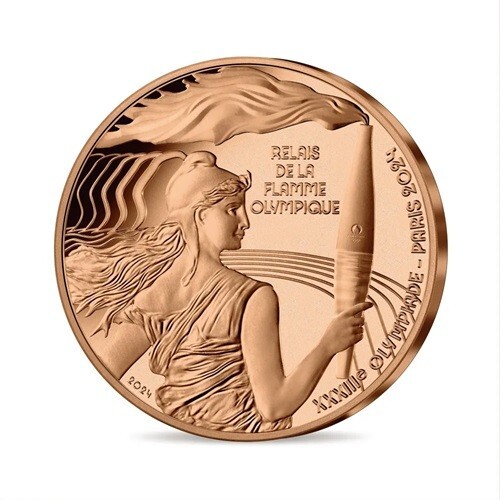 Frankreich 1/4 Euro Gedenkmünze Olympische Flamme 2024 - Bild 1 von 2