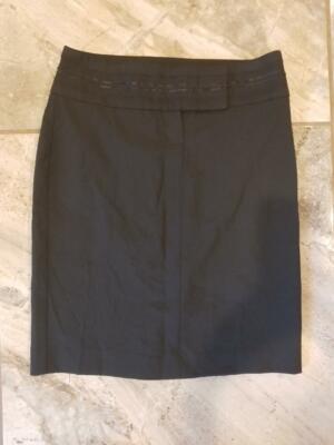 Womens Express Design Studio Editor  Size 2 Black Knee Length Lined Skirt Ribbon