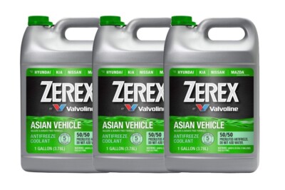 Zerex Coolant Antifreeze 3 Gallons Green 50/50 Predulited Asian Vehicle 3 x 1 G
