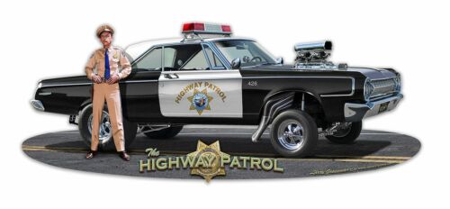 Highway Patrol Car and Police Officer Plasma Cut Metal Sign  - Picture 1 of 1