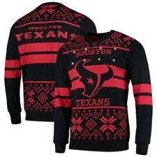 NFL Licensed Men's Houston Texans Navy/Red Light Up Ugly Sweater