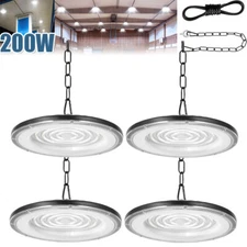 4 Pack 200W Led UFO High Bay Light 200 Watts Commercial Factory Warehouse Light