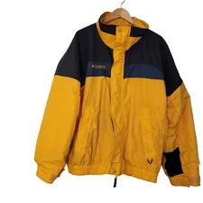Columbia Bugaboo Men's Windbreaker Jacket Size L Yellow Full Zipper Long Sleeves