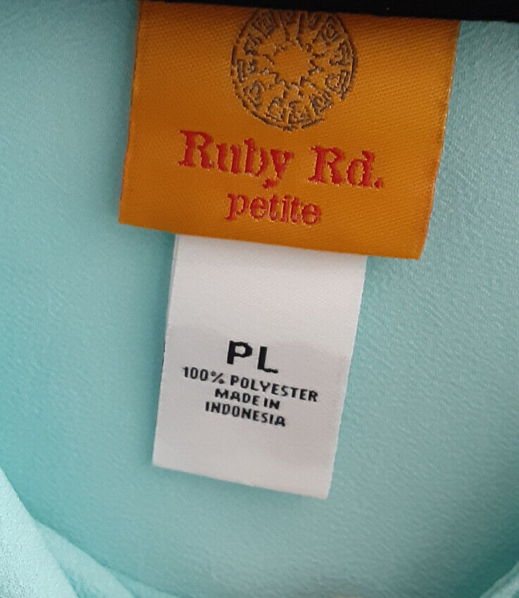 Ruby Rd Paradise Palms Tunic Aqua Pullover Blouse… - image 5
