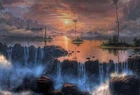 Home Art Wall Decor Landscape River Waterfall Oil Painting Printed On Canvas