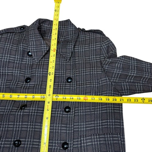 Vtg 80s Jacket Double Breasted Plaid Cropped Clueless Wool 14 Office Siren - Picture 9 of 11