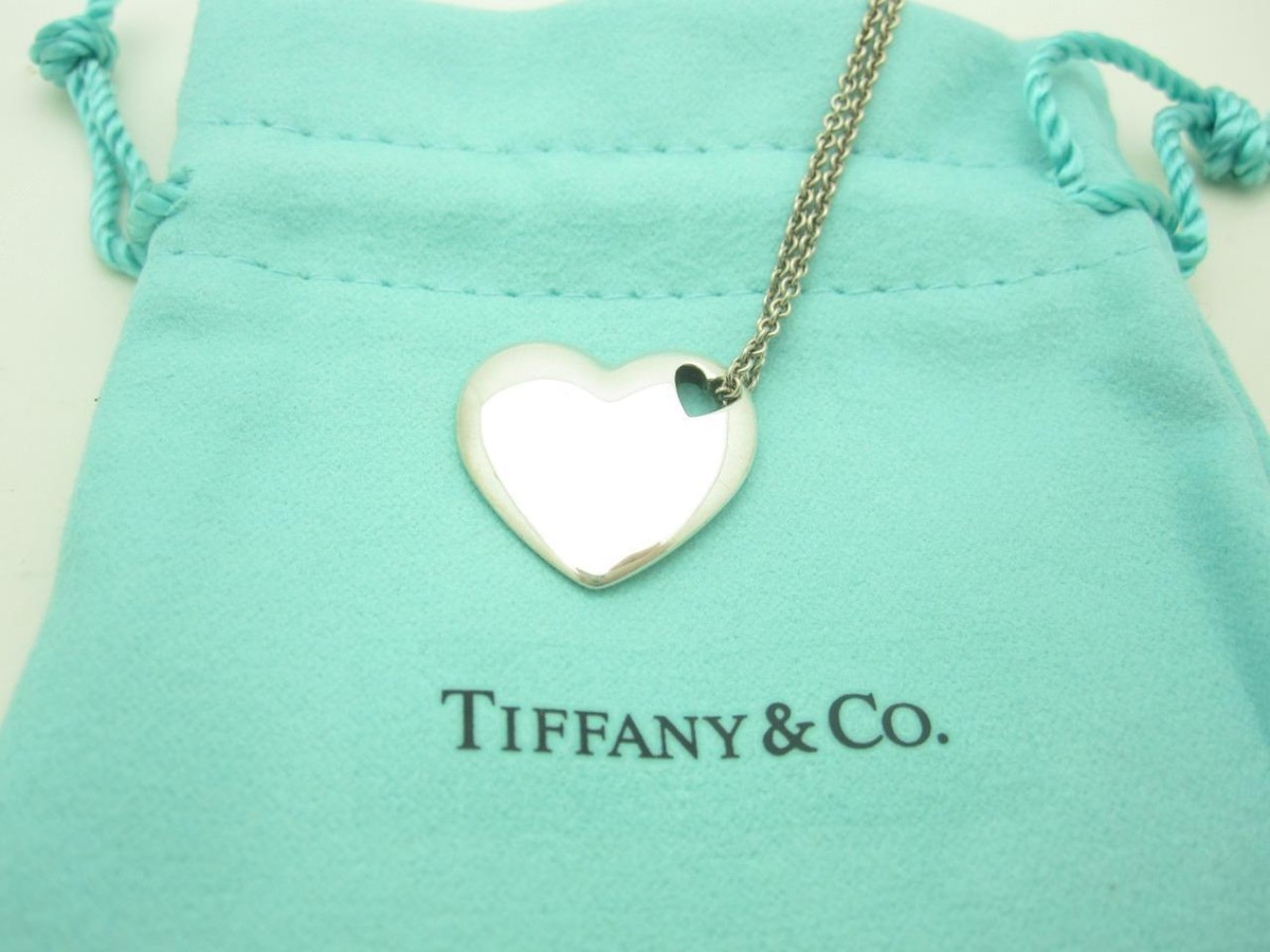 Vintage Tiffany Sterling Pierced Double Heart Pendant Necklace 16
