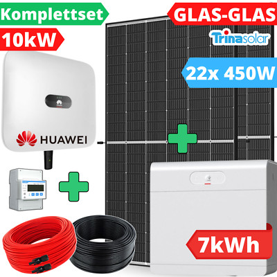 Solaranlage mit Speicher 10kW Komplettset Wechselrichter Huawei PV Anlage Solar