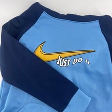 Nike Therma-FIT Hoodie Pullover Just Do It Blue Gray Youth Size L