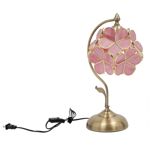 Cherry Blossom Style Pink Glass Petal Antique Desk Lamp Tiffany Flower Lampshade - Bild 4 von 6